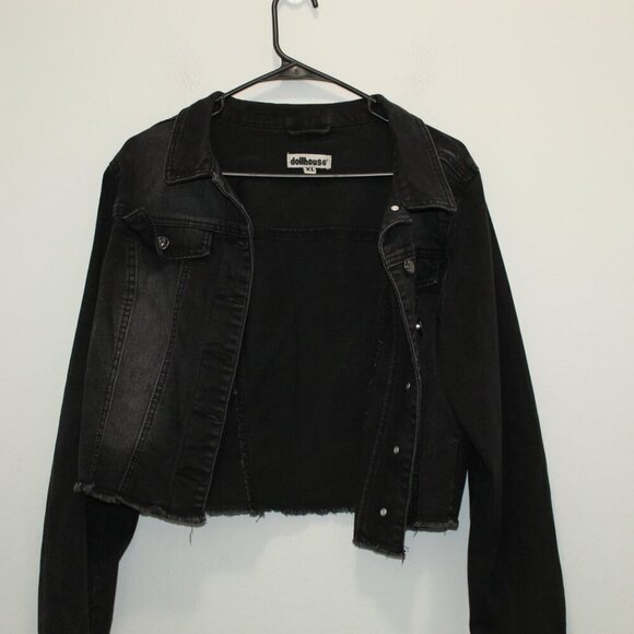 Dollhouse Black Denim Jacket Size XL - Picture 3 of 6